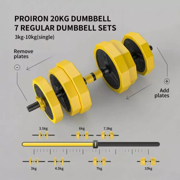 cn-11134207-820l4-modp52yu8ft77e 4 in 1 Adjustable Dumbbell & Barbell Set 20kg