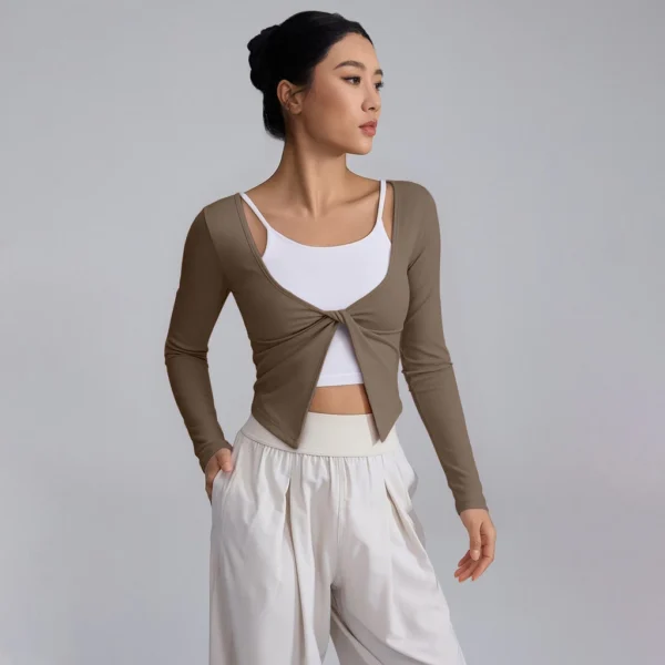 sg-11134201-8260p-mjxy924avzlsbe Twist Front Yoga Shrug Top