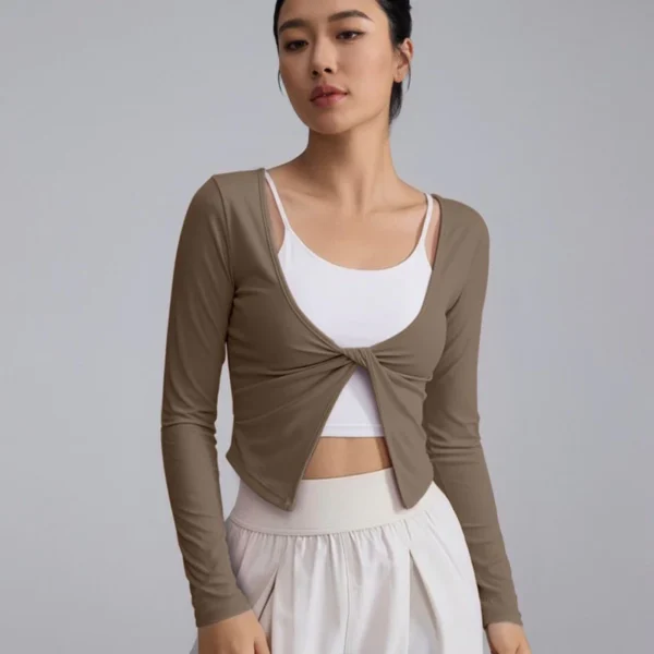 sg-11134201-82628-mk29fuvfflz925 Twist Front Yoga Shrug Top