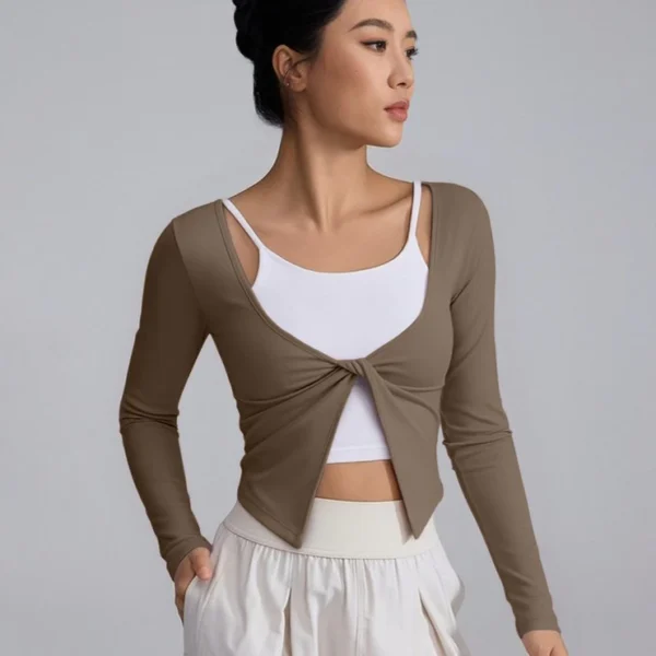 sg-11134201-8262m-mk29fvc27kzm6a Twist Front Yoga Shrug Top